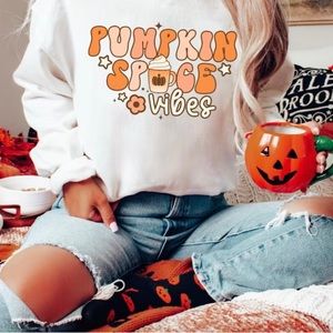 Pumpkin Spice Vibes Fall Weather Crewneck Sweatshirt S M L XL